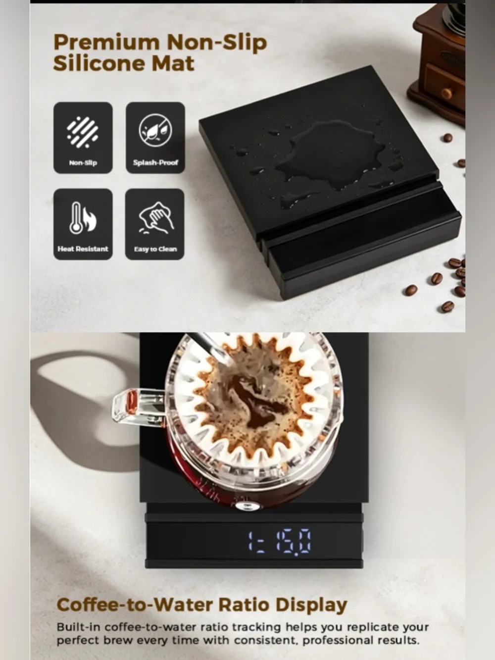 Mini Scale with Bright LED Display - Black